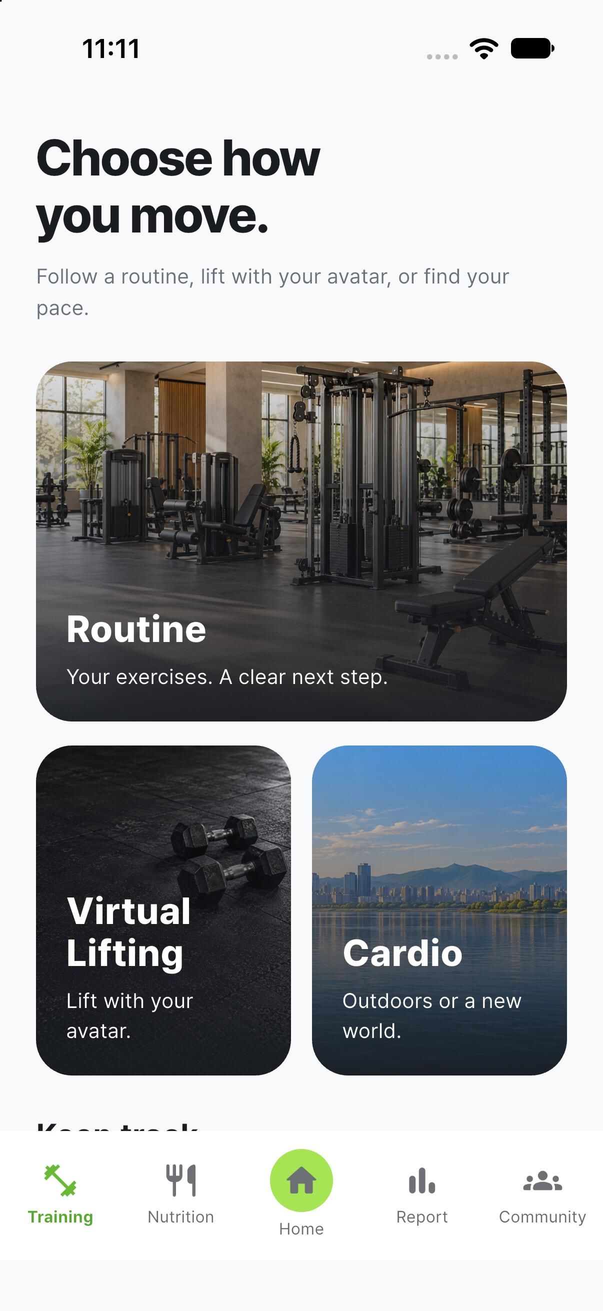 App training screen